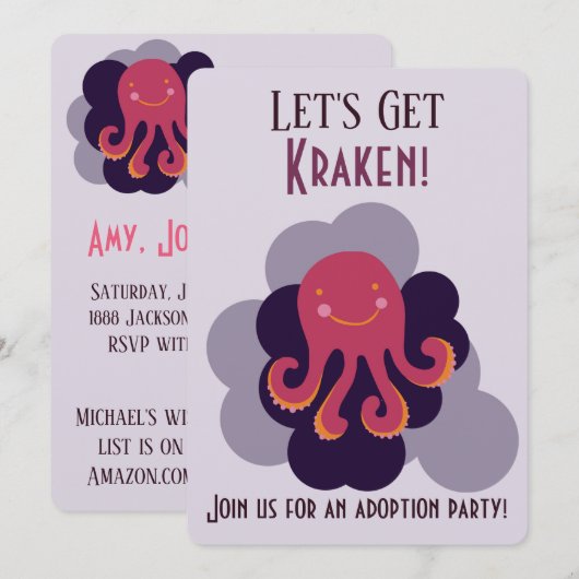 Invitation Kraken - Annonces d'adoption (Devant / Derrière)