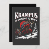 Invitation Krampus arrive à Town Krampus Noël (Devant / Derrière)