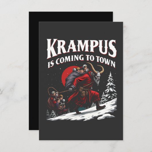 Invitation Krampus arrive à Town Krampus Noël (Devant / Derrière)