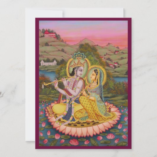 Invitation Krishna et Radha sur le lotusInvitation (Devant)