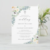 Invitation Kristen Boho Floral Greenery Mariage catholique (Debout devant)