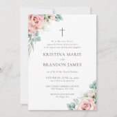 Invitation Kristina rose Floral moderne Mariage catholique (Devant)
