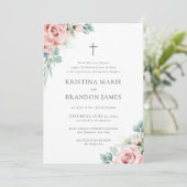 Invitation Kristina rose Floral moderne Mariage catholique (Debout devant)