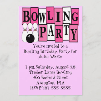 Invitation KRW Pink Bowl fête d'anniversaire