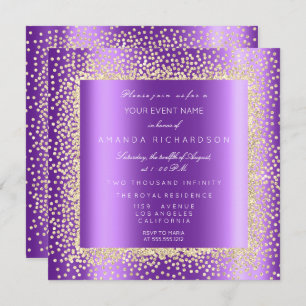 Invitation Krystal Champaigne Gold Parties scintillant Confet