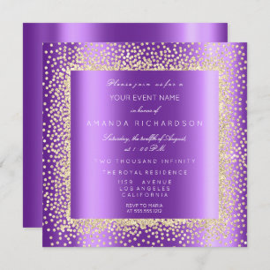 Invitation Krystal Champaigne Gold Parties scintillant Confet