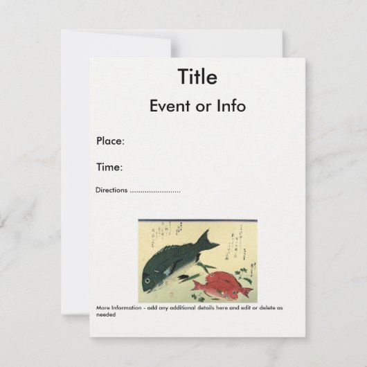 Invitation Kurodai & Akadai - Impression de poisson japonais (Dos)