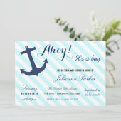 Invitation La Ancre Nautique Frappe Son Baby shower Garçon (Debout devant)