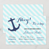 Invitation La Ancre Nautique Frappe Son Baby shower Garçon (Devant / Derrière)