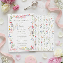La Baby Shower Rose & Ruban Héritage de la cigogne