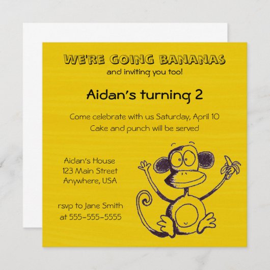 Invitation La banane (Devant / Derrière)