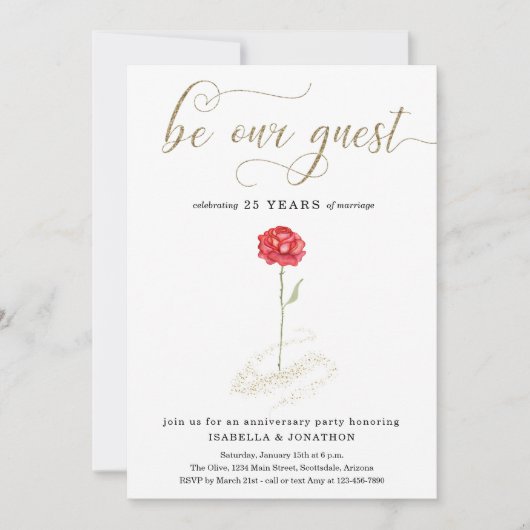 Invitation La beauté et la bête Anniversaire de la fête Invit (Devant)