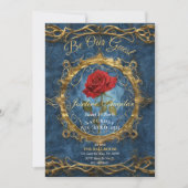 Invitation La Belle et la Bête Rose Photo personnalisable dou (Devant)