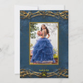 Invitation La Belle et la Bête Rose Photo personnalisable dou (Dos)