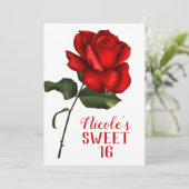 Invitation La Belle et la Bête Rose Rouge Fête Douce Seize (Debout devant)