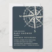 Invitation La Boussole Bleue | Baby Shower Marin (Devant)