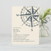 Invitation La boussole bleue | FÊTE DES MARIÉES MARIAGE (Debout devant)