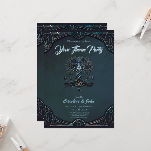 Invitation La brillance de l'arbre de vie les pierres précieu (Devant/Arrière en situation)