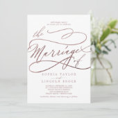 Invitation La Calligraphie D'Or Romantique Du Rose Le Mariage (Debout devant)