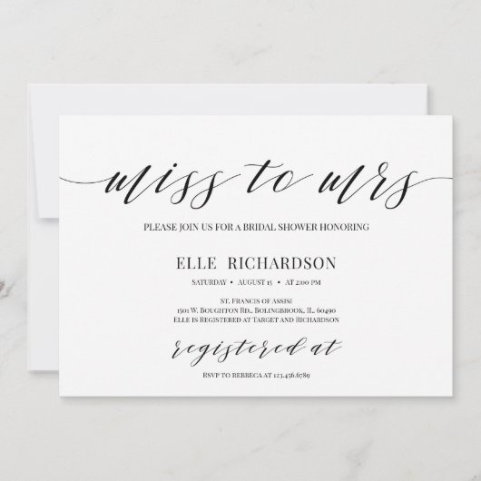 Invitation La calligraphie moderne manque à mme nuptiale douc (Devant)