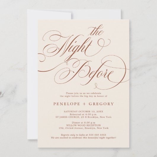 Invitation La calligraphie moderne terre cuite la veille (Devant)