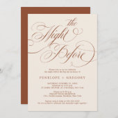 Invitation La calligraphie moderne terre cuite la veille (Devant / Derrière)