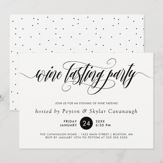 Invitation La Calligraphie Noire Frappe La Dégustation Des Vi (Devant / Derrière)