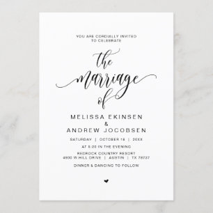 Invitation La calligraphie noire moderne, le mariage
