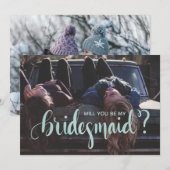 Invitation La Calligraphie Turquoise Seras-Tu Ma Porte-Mère (Devant / Derrière)