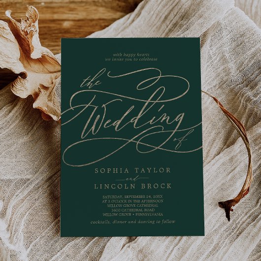 Invitation La Calligraphie Verte Romantique Fleurit Le Mariag