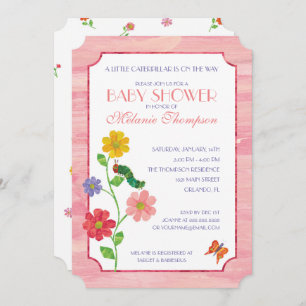 Invitation La Caterpillar Très Affamé   Baby shower rose