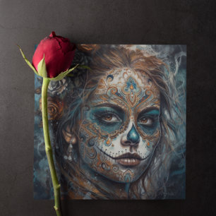 Invitation La Catrina Azul Dia de los Muertos Crâne de Sucre