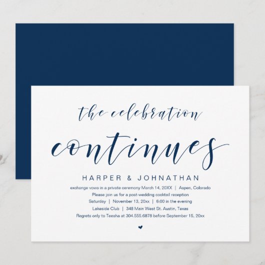 Invitation La célébration continue, Mariage Fuite de Noces Fê (Devant / Derrière)