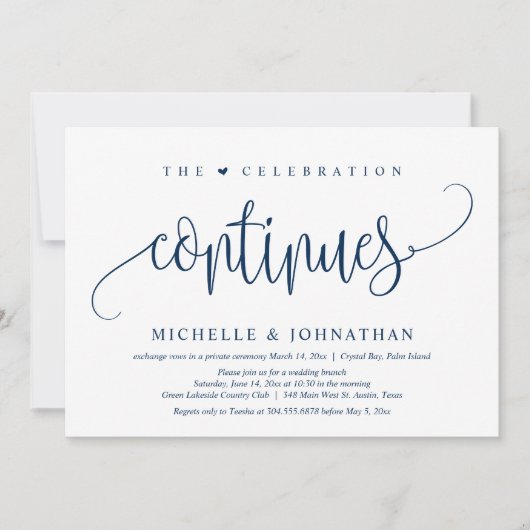 Invitation La Célébration Continue, Mariage Fuite Parti (Devant)
