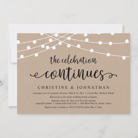 Invitation La Célébration Continue, Mariage Fuite Parti (Devant)