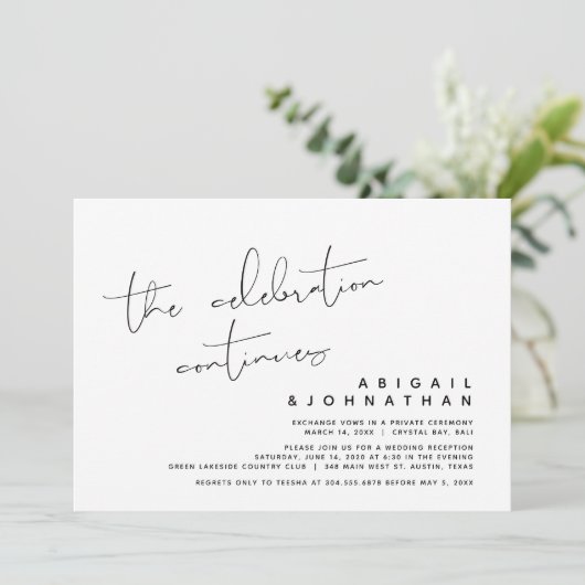 Invitation La Célébration Continue, Mariage Intime (Debout devant)