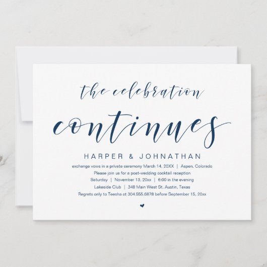 Invitation La célébration continue, Mariage Intime Fête (Devant)