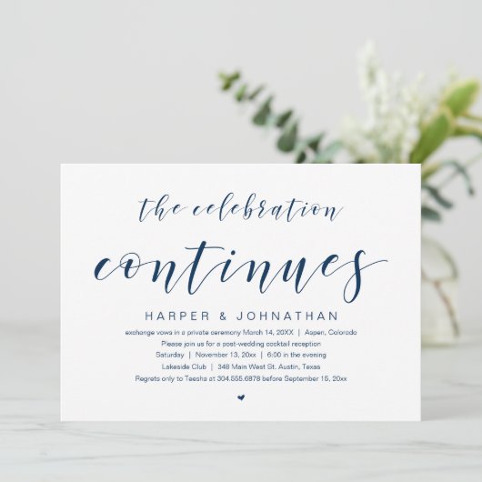 Invitation La célébration continue, Mariage Intime Fête (Debout devant)