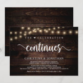 Invitation La célébration continue Mariage Rustique Fuite (Devant / Derrière)