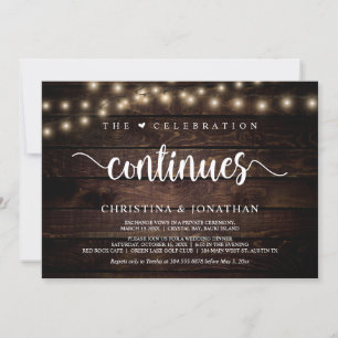 Invitation La célébration continue Mariage Rustique Fuite amo