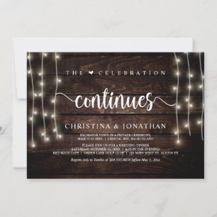 Invitation La célébration continue Mariage Rustique Fuite amo