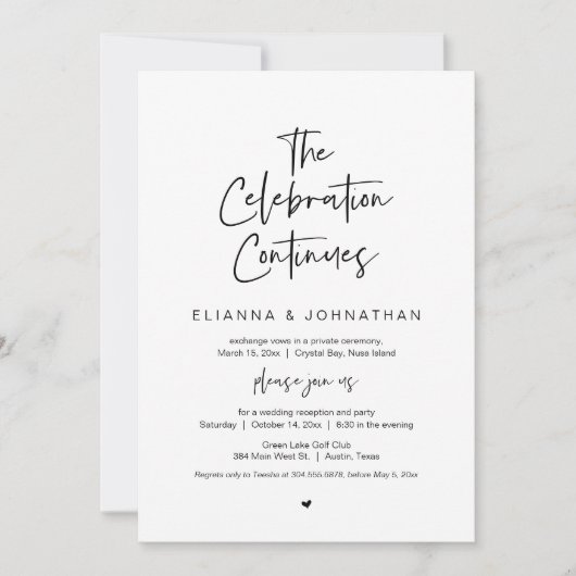 Invitation La célébration continue, Noir, Fugue de mariage (Devant)