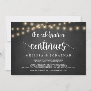 Invitation La célébration se poursuit, Mariage Elopement Invi