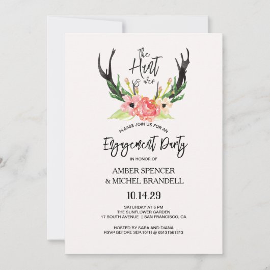 Invitation La chasse est au-dessus de Rustic Antler Floral En (Devant)