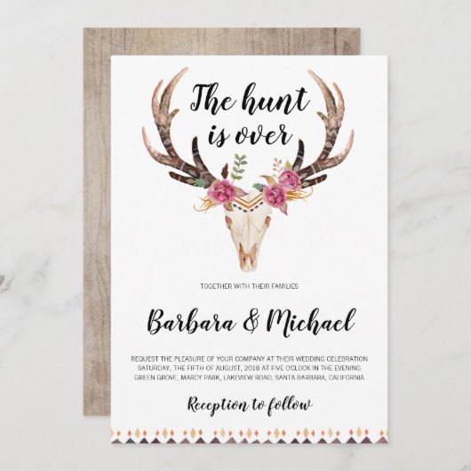 Invitation La chasse est au-dessus des Antlers et Mariage cam (Devant / Derrière)