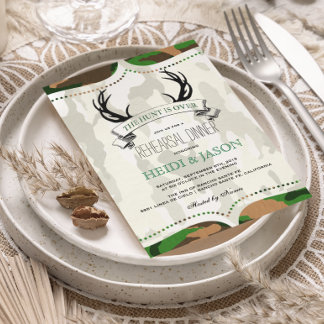 Invitation "La chasse est finie" Dîner de répétition en Camo 