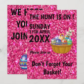 Invitation la chasse est sur, Chasse aux Oeufs de Pâques, Drô (Devant / Derrière)