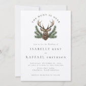 Invitation La Chasse Est Sur Le Mariage En Chef D'Antler Deer (Devant)