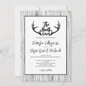 Invitation "La chasse est terminée" Rustic Wood Antler Mariag (Devant)