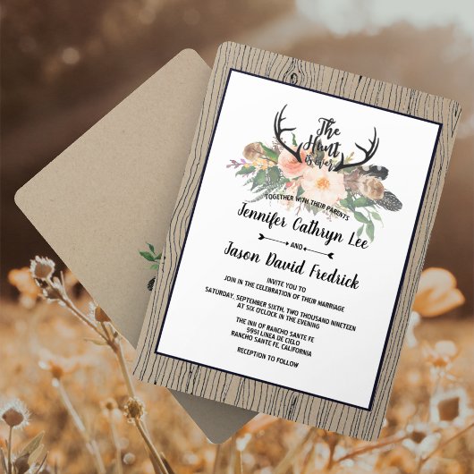 Invitation "La chasse est terminée" Rustique Boho Floral Mari